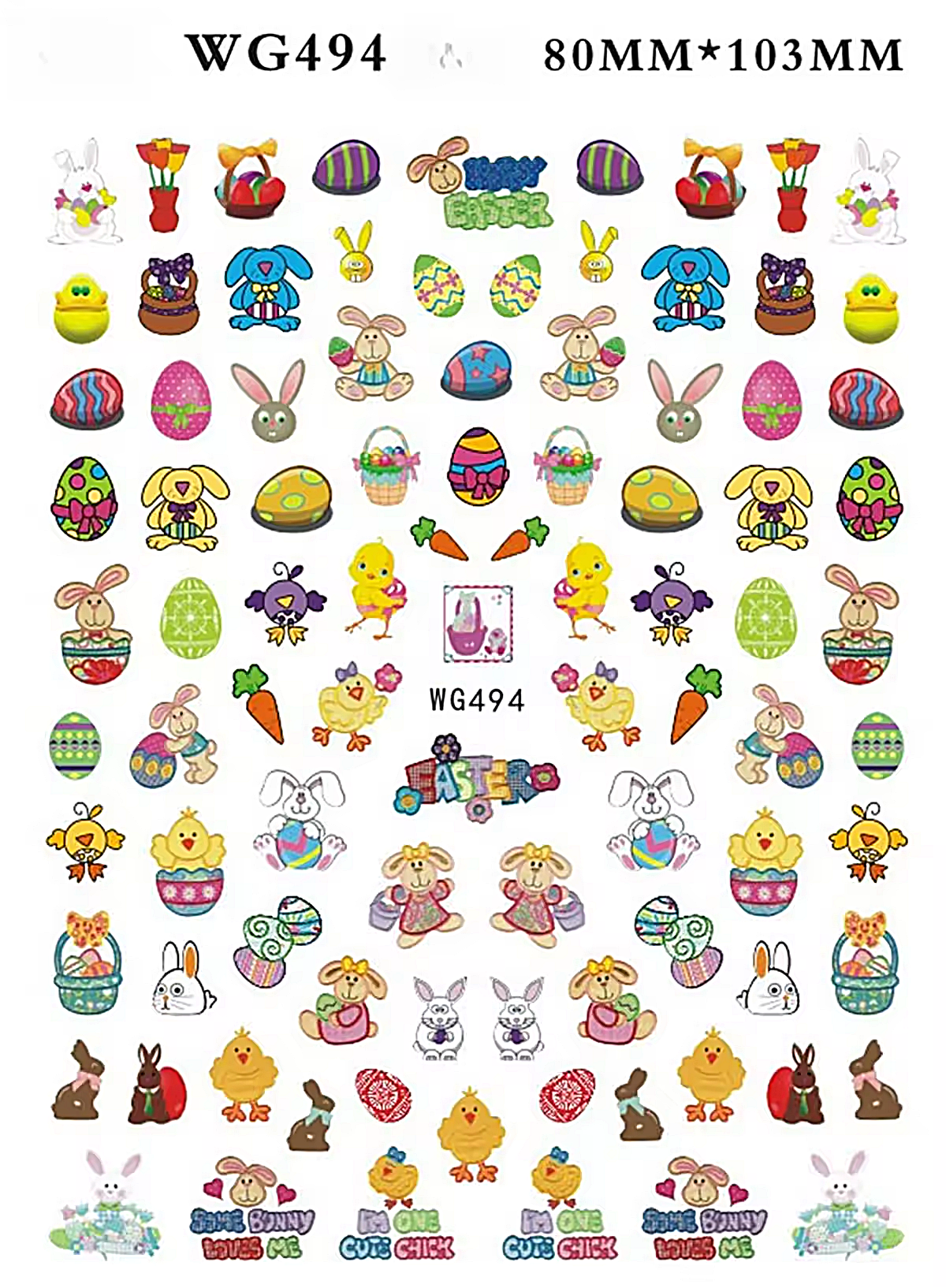 Easter Nail Decals- Self Adhesive 3D Nail Art WG494