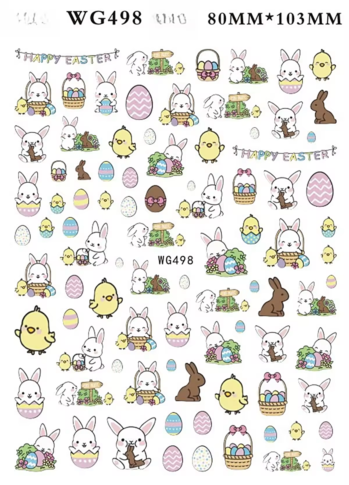 Easter Nail Decals- Self Adhesive 3D Nail Art WG498