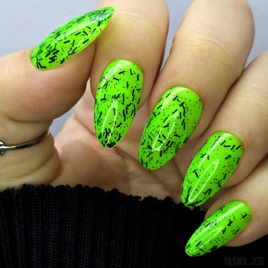 Deja-Boo-Green Neon Glitter Polish