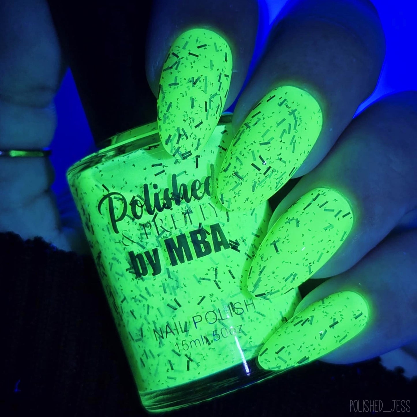 Deja-Boo-Green Neon Glitter Polish