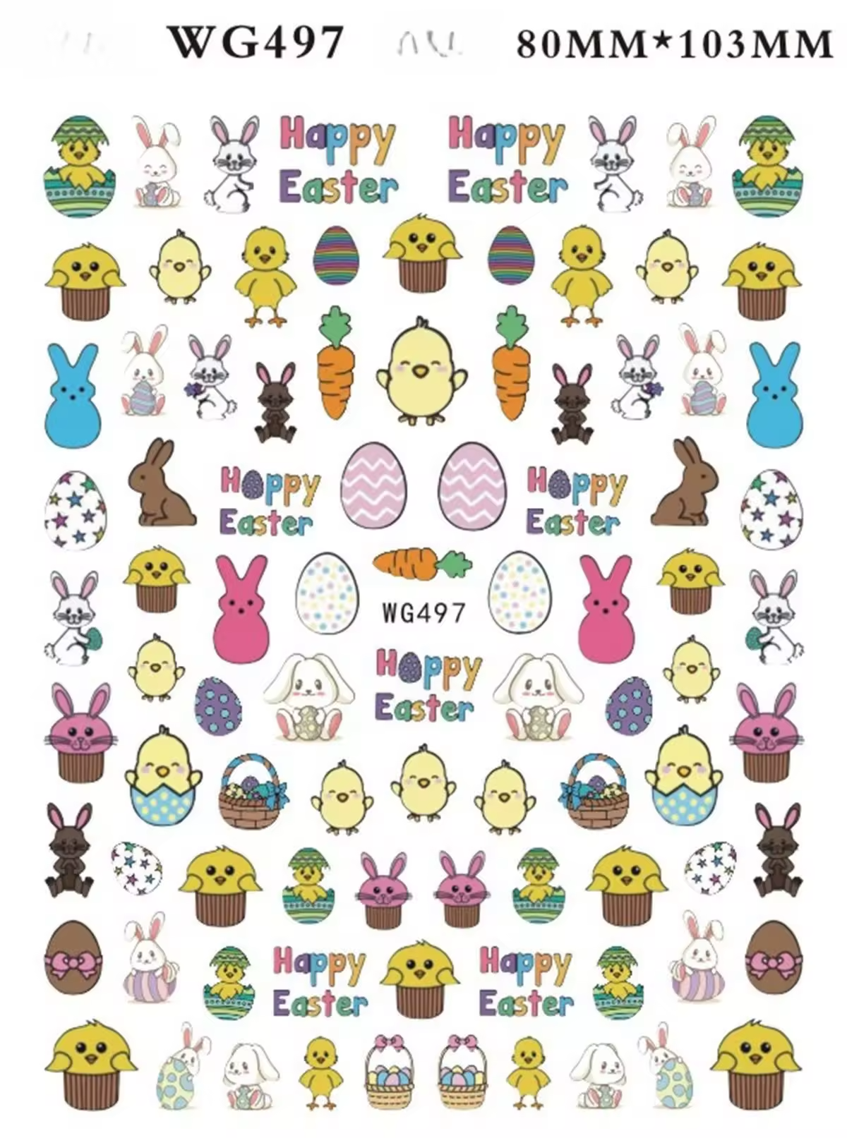 Easter Nail Decals- Self Adhesive 3D Nail Art WG4937