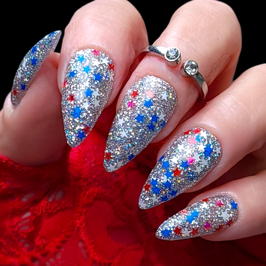 Dipped Powder Nails with Glitter Shine