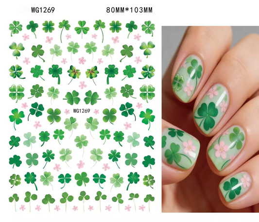 St Patricks Day Nail Decals- Self Adhesive 3D Nail Art WG1269