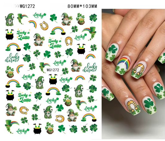 St Patricks Day Nail Decals- Self Adhesive 3D Nail Art WG1272