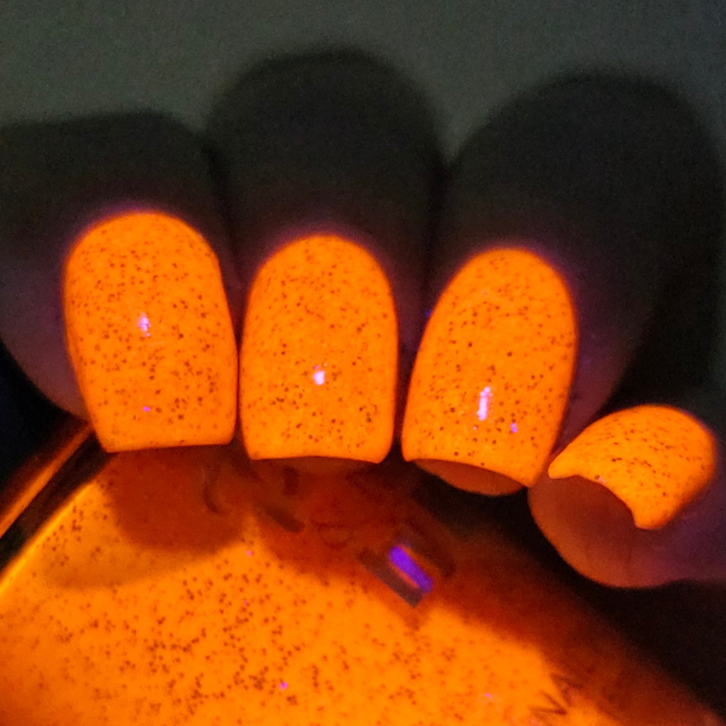Atomic Tangerine-Neon Holographic Polish