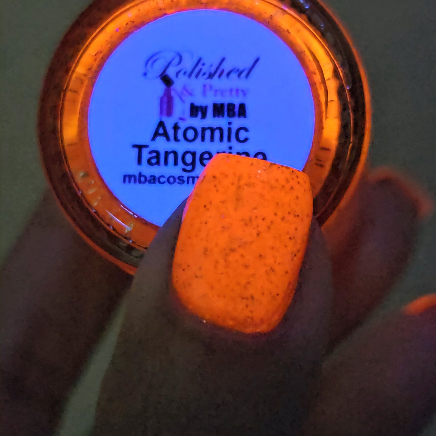Atomic Tangerine-Neon Holographic Polish