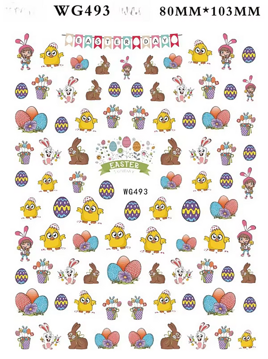 Easter Nail Decals- Self Adhesive 3D Nail Art WG493
