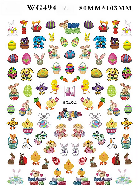 Easter Nail Decals- Self Adhesive 3D Nail Art WG494