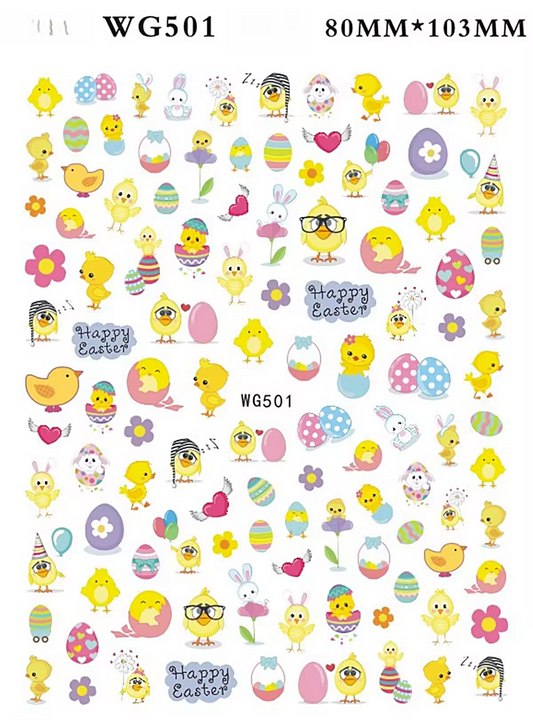 Easter Nail Decals- Self Adhesive 3D Nail Art WG501