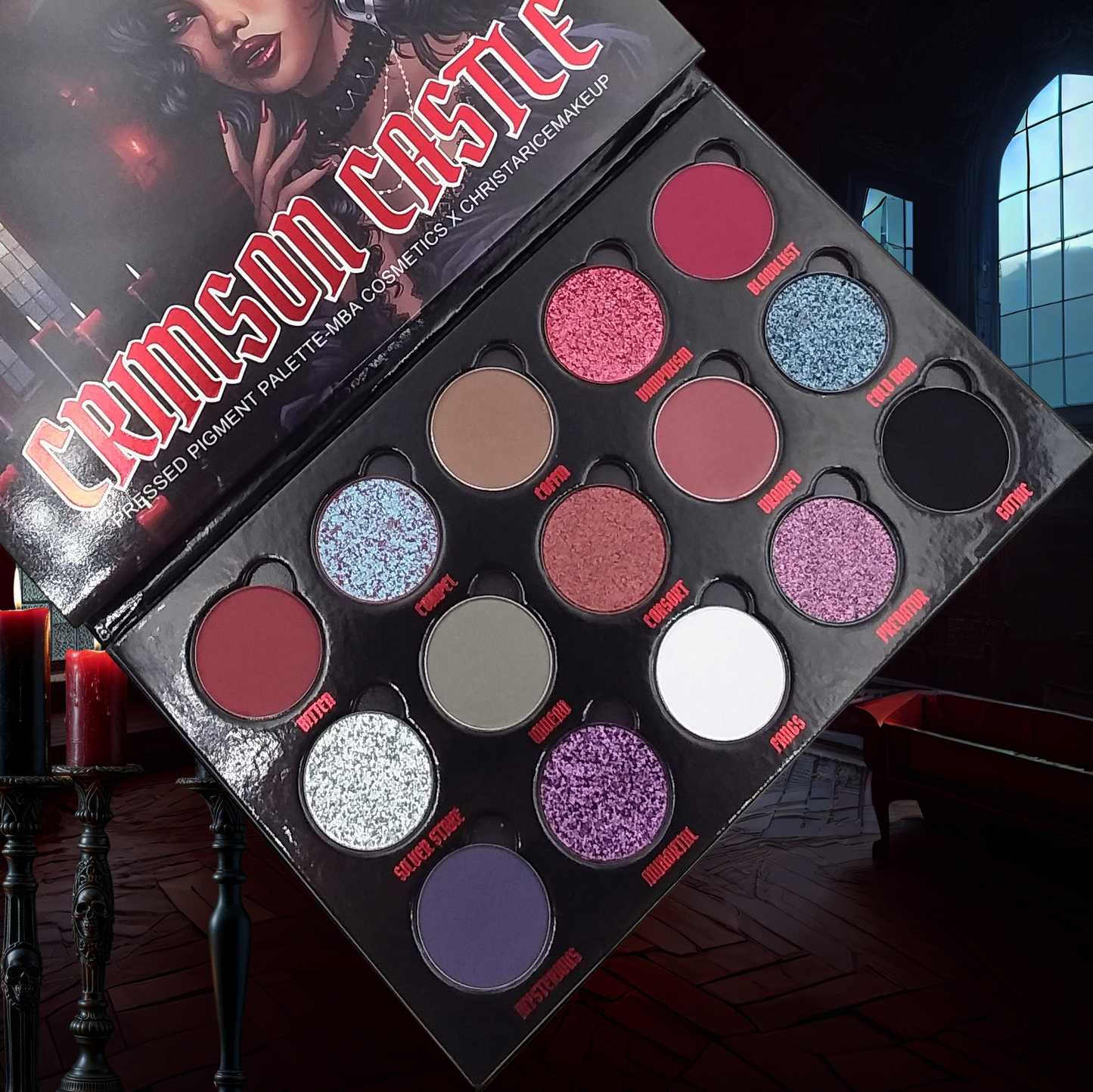 Crimson Castle-Pressed Pigment  Palette