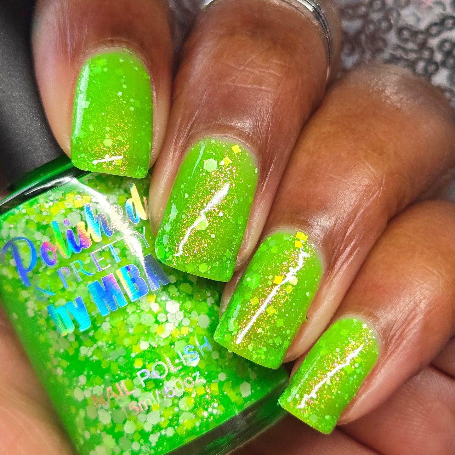 Aloha Lime Freeze-Neon Glitter Shimmer Polish