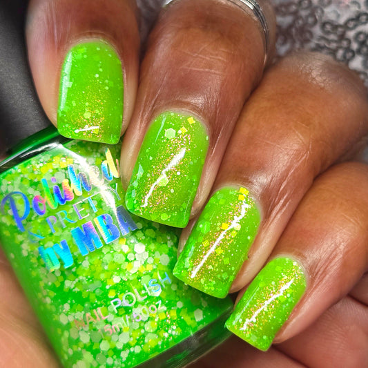 Aloha Lime Freeze-Neon Glitter Shimmer Polish