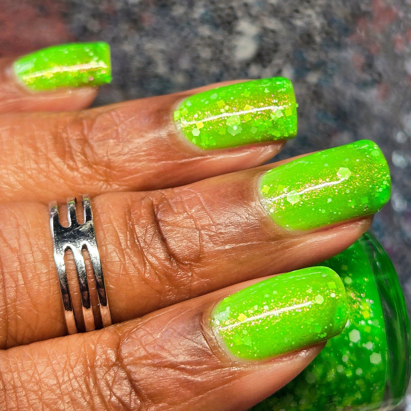 Aloha Lime Freeze-Neon Glitter Shimmer Polish