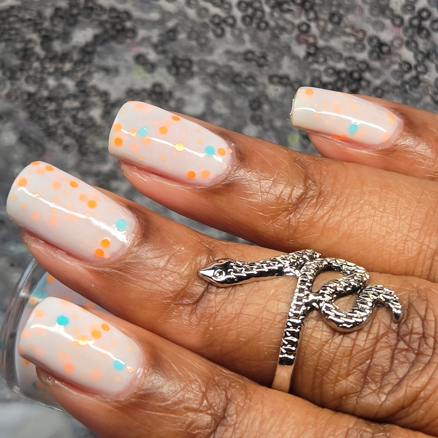 Breezy Days-White Crelly Glitter Polish