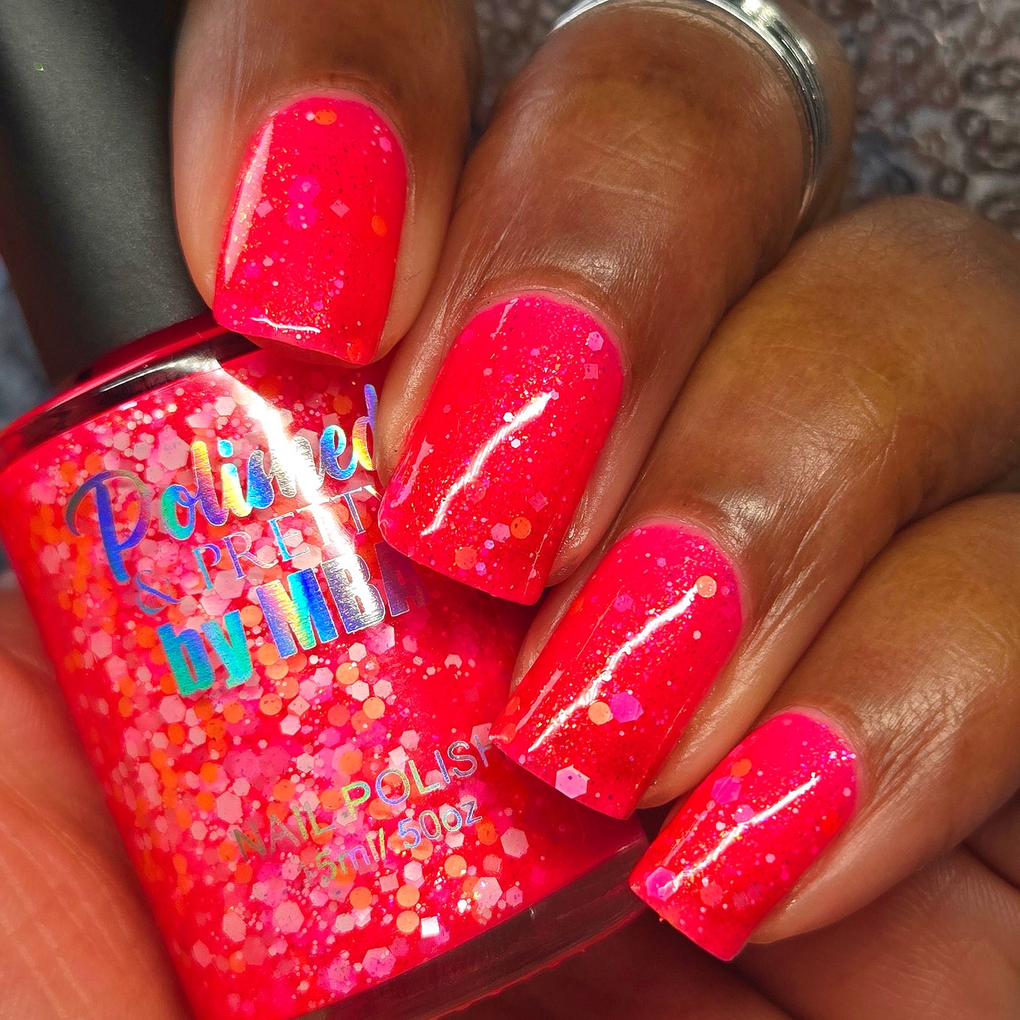 Pink Pony Punch-Neon Glitter Shimmer Polish