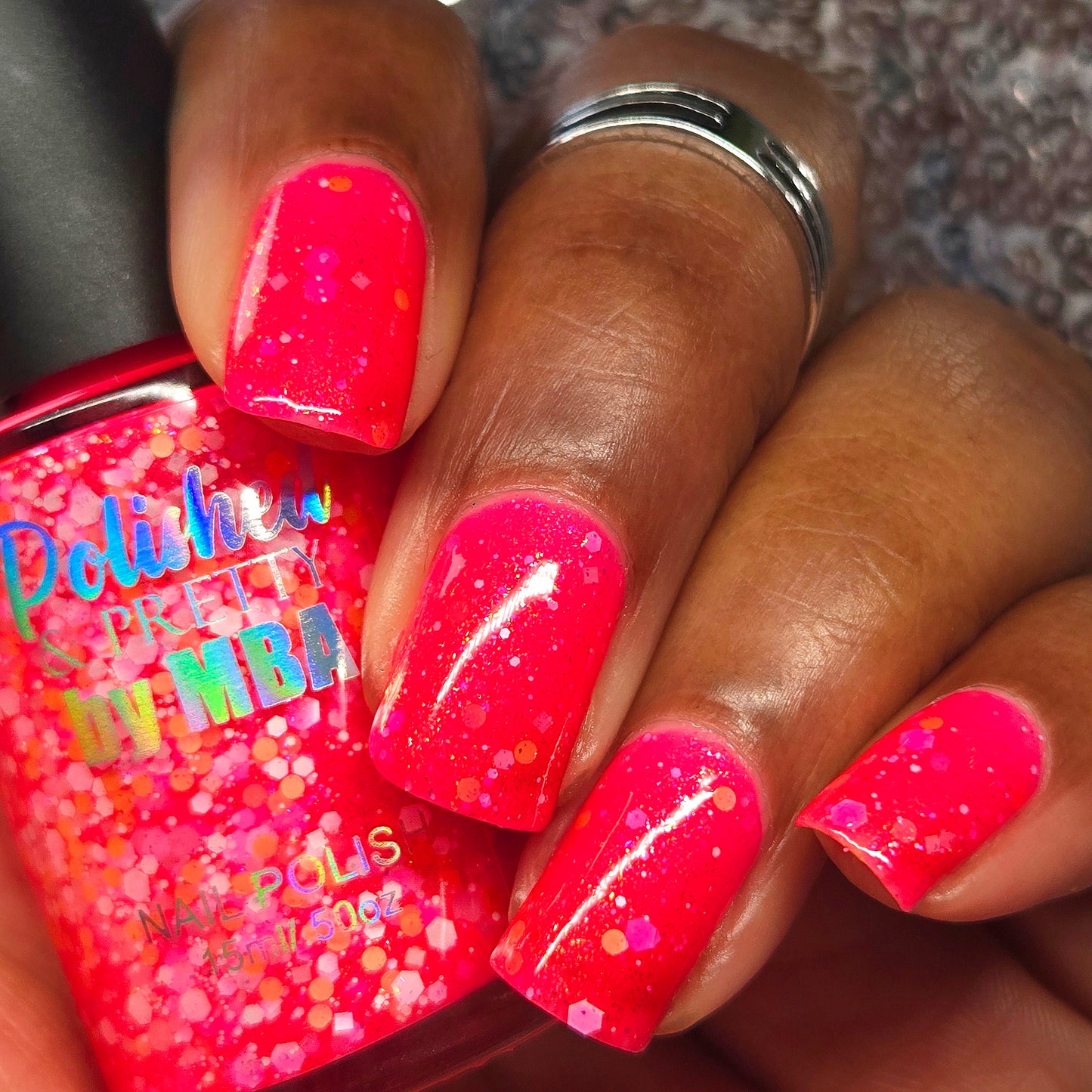 Pink Pony Punch-Neon Glitter Shimmer Polish