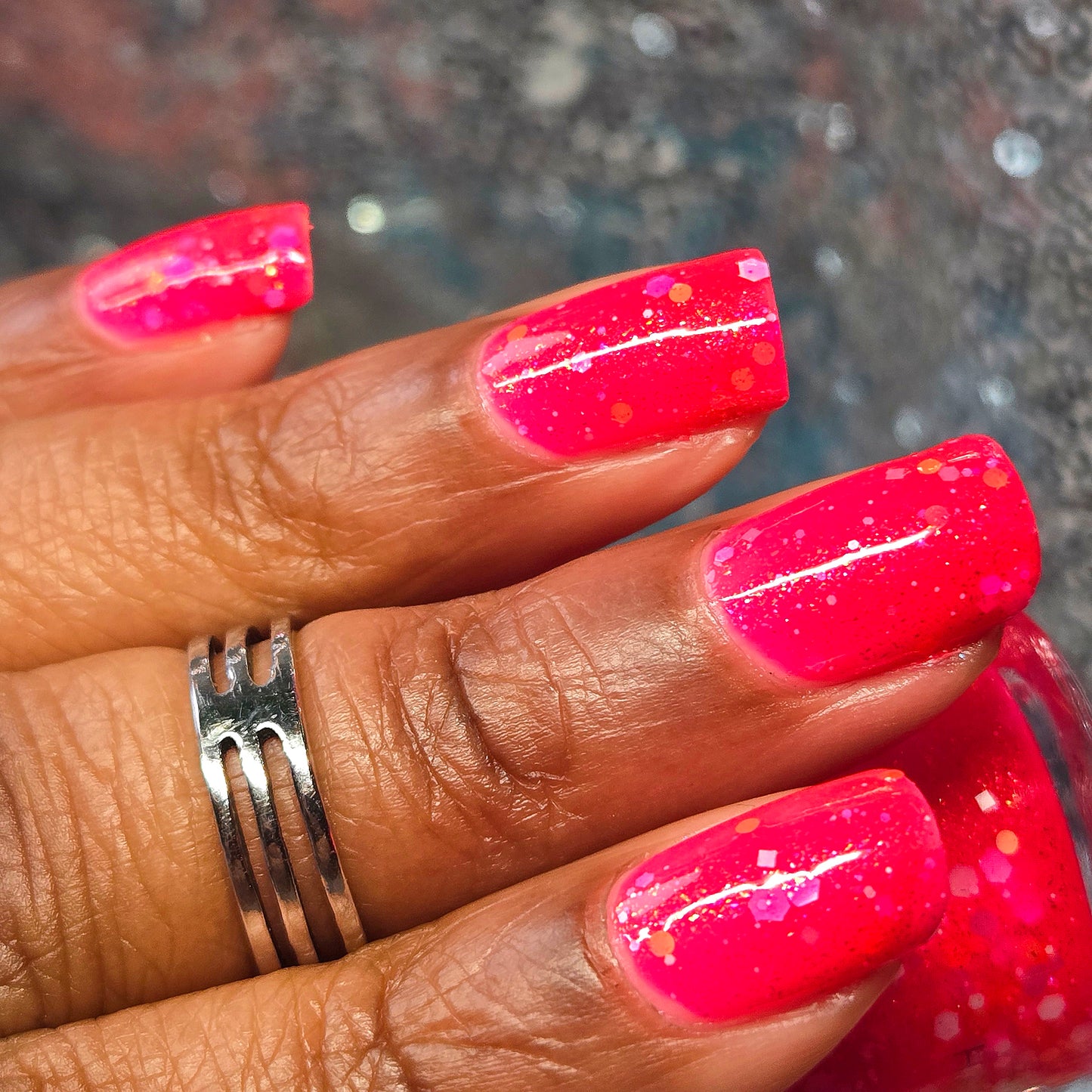 Pink Pony Punch-Neon Glitter Shimmer Polish