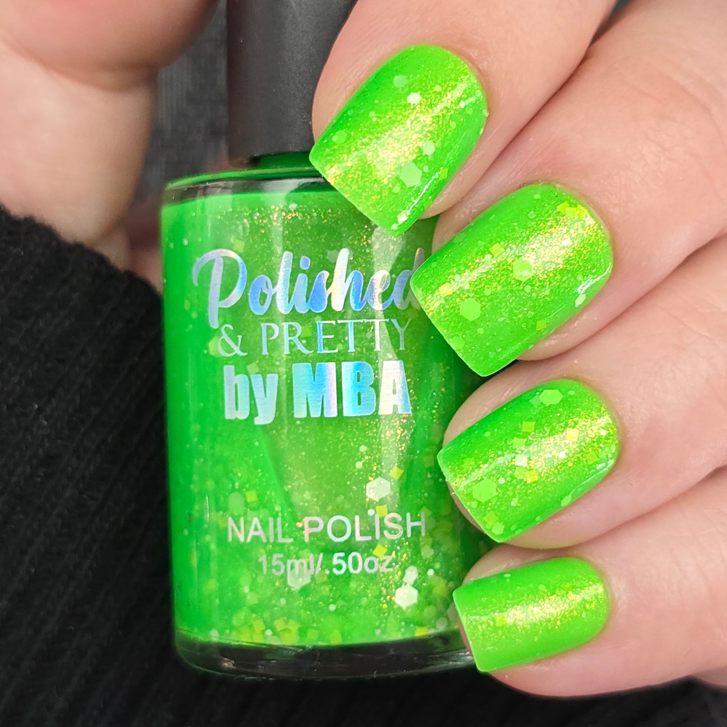Aloha Lime Freeze-Neon Glitter Shimmer Polish