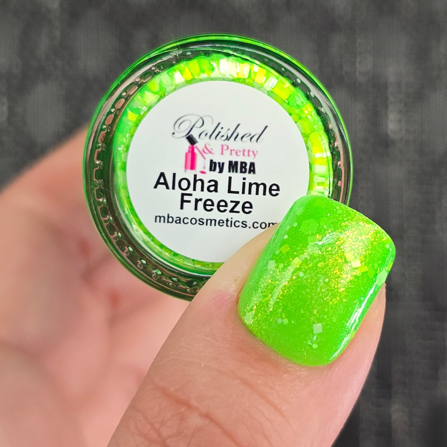 Aloha Lime Freeze-Neon Glitter Shimmer Polish