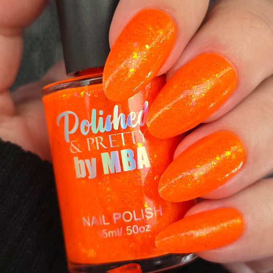 Orange Crush-Neon Flakie Nail polish