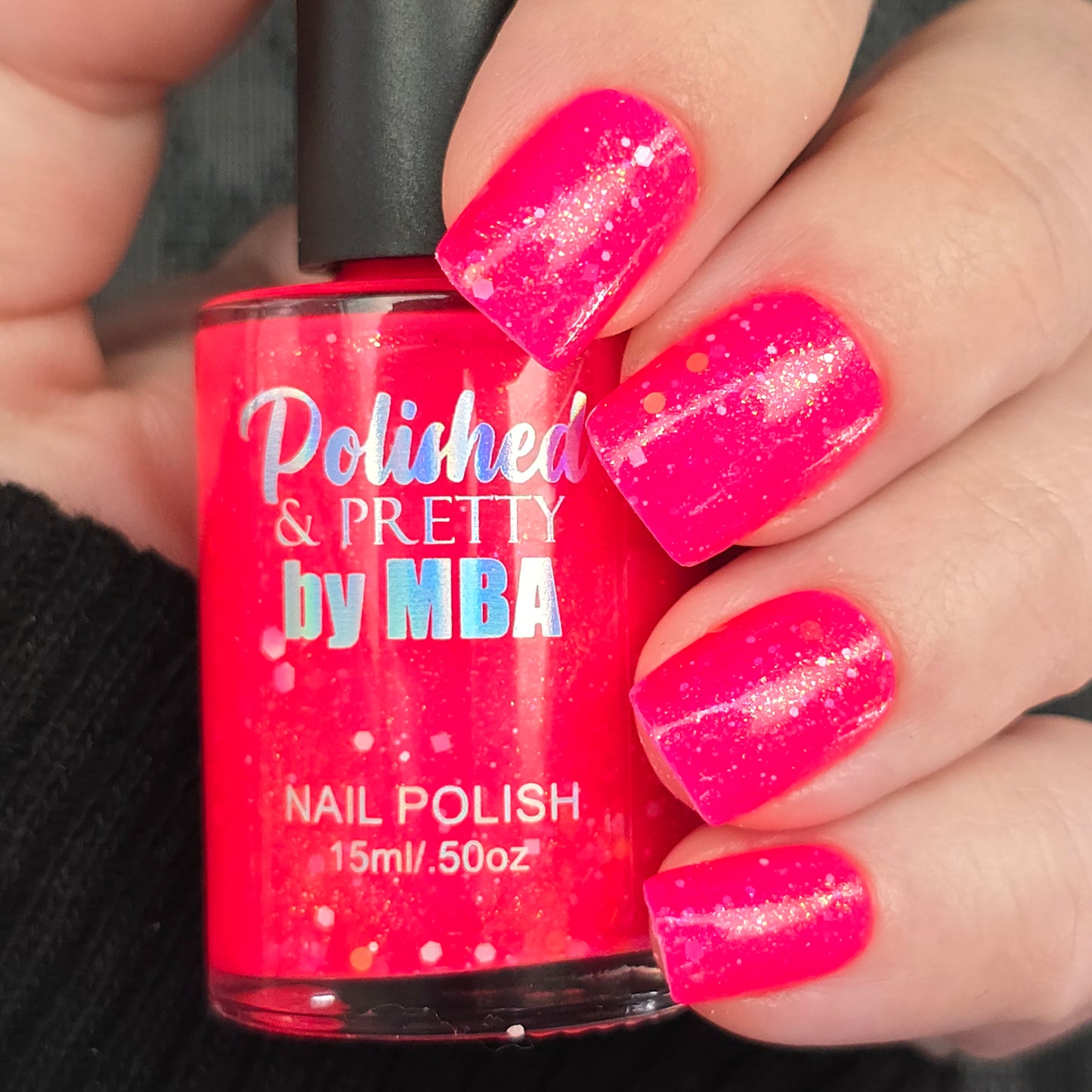 Pink Pony Punch-Neon Glitter Shimmer Polish