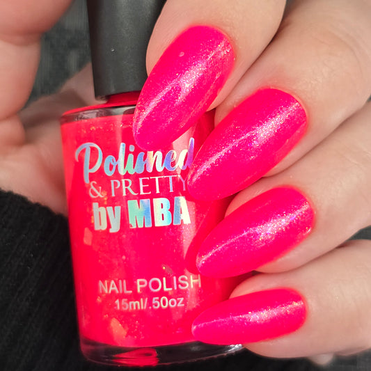 Strawberry Crush-Neon Flakie Nail polish