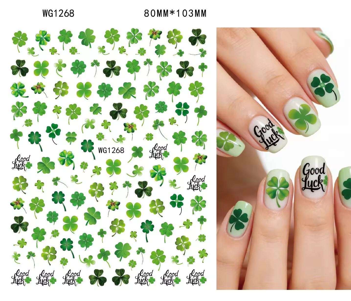 St Patricks Day Nail Decals- Self Adhesive 3D Nail Art WG1268