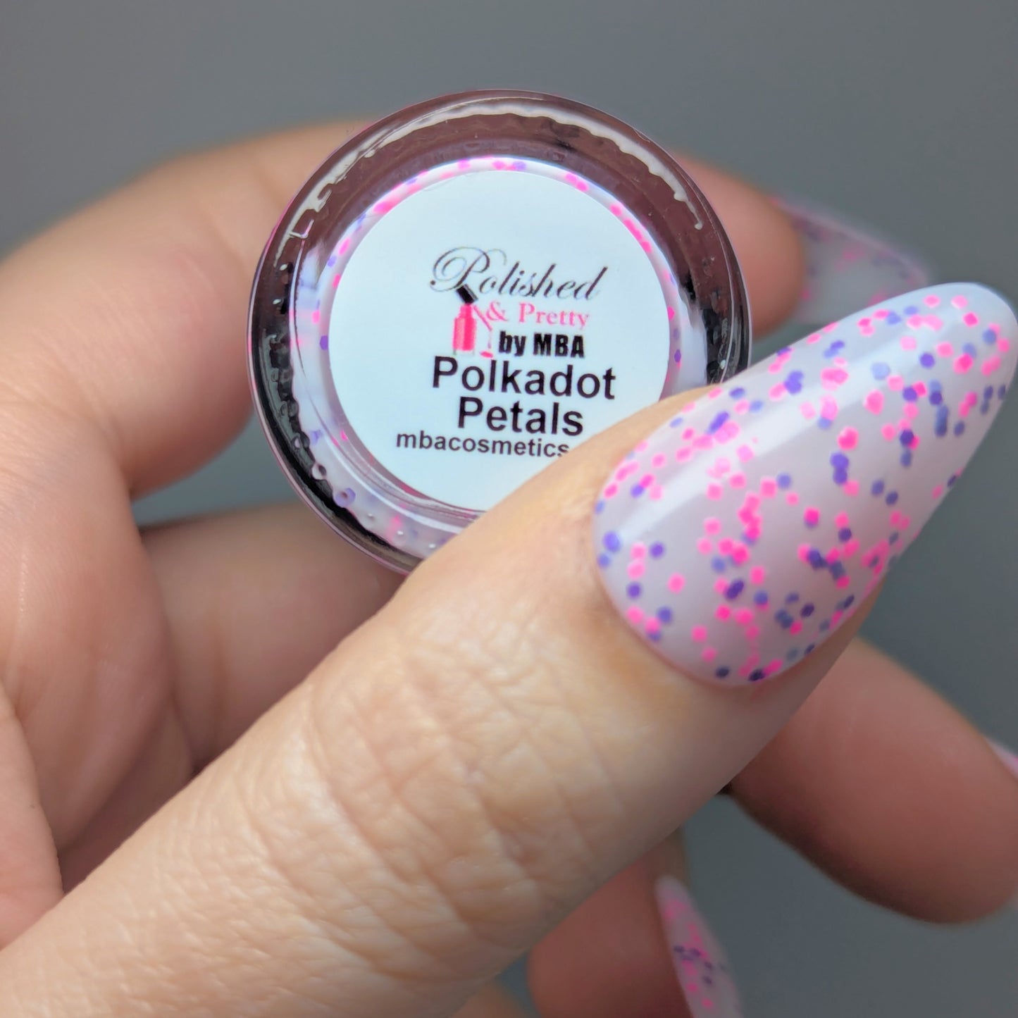 Polkadot Petals-White Crelly Glitter Polish