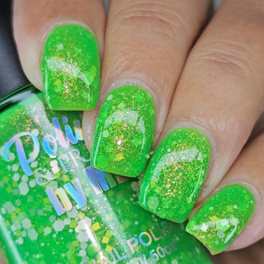 Aloha Lime Freeze-Neon Glitter Shimmer Polish