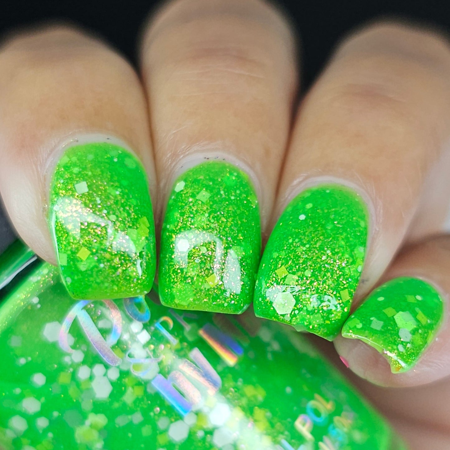 Aloha Lime Freeze-Neon Glitter Shimmer Polish