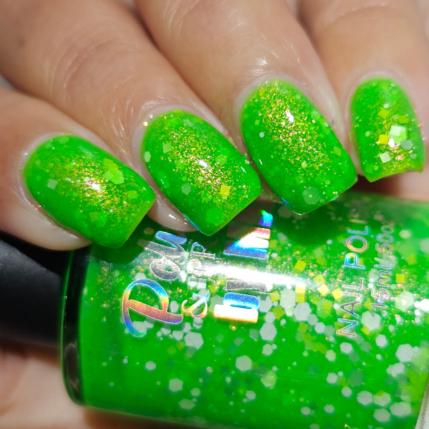Aloha Lime Freeze-Neon Glitter Shimmer Polish