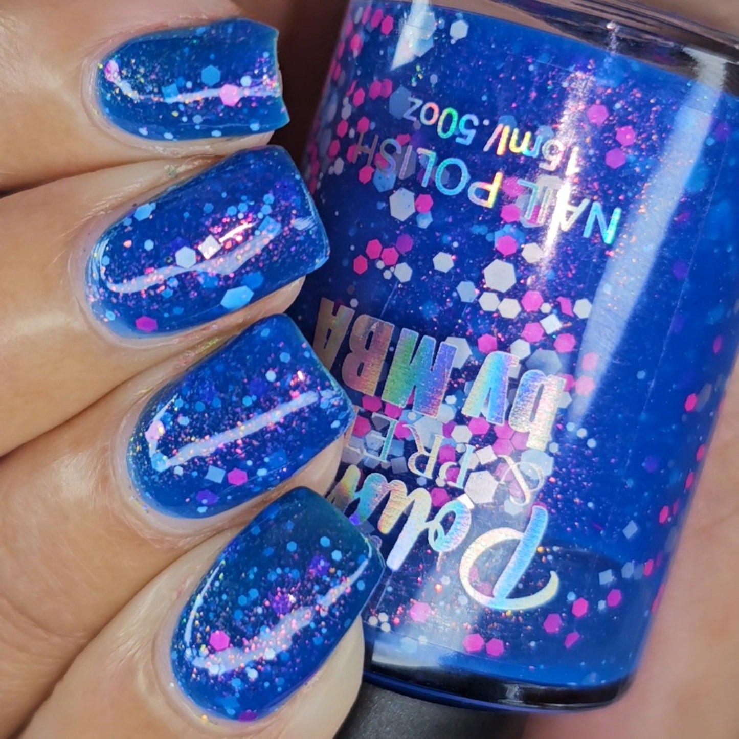 Kona Blue Cooler-Neon Glitter Shimmer Polish