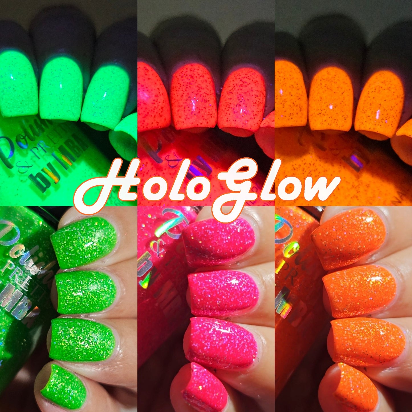 Atomic Tangerine-Neon Holographic Polish