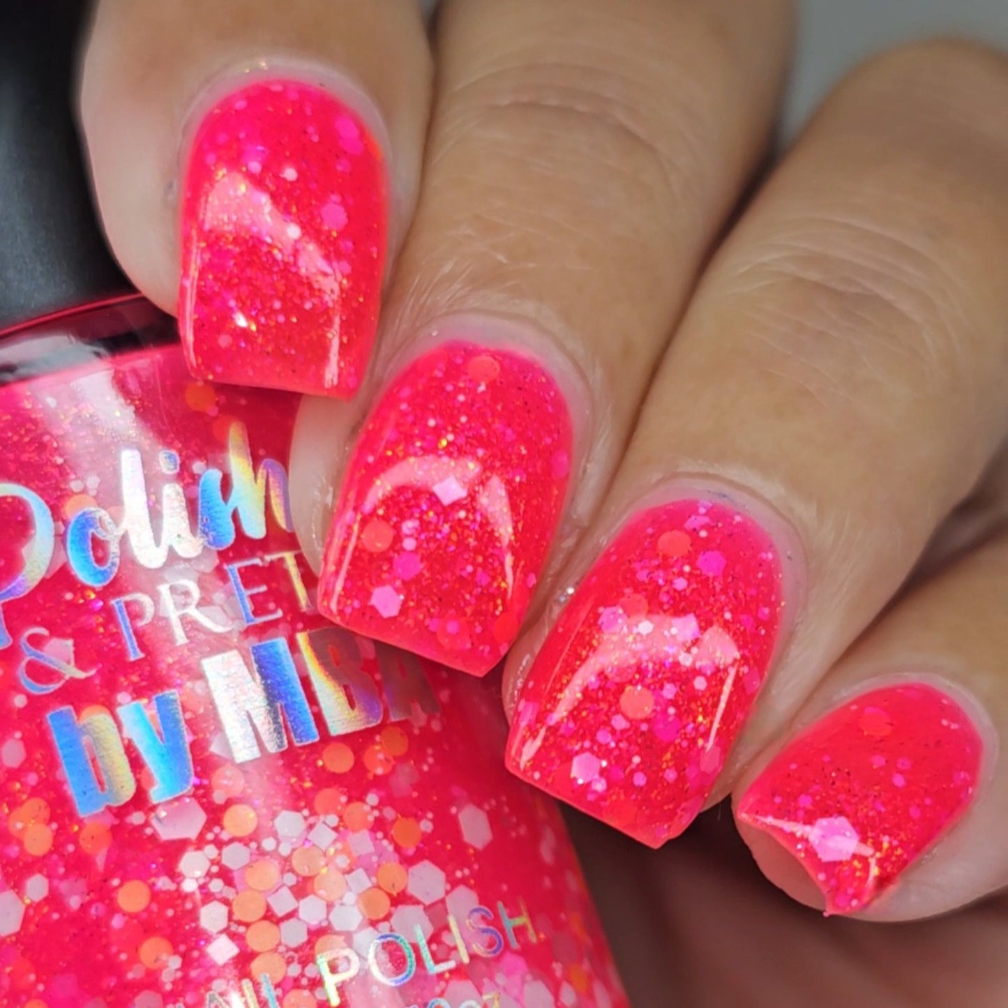 Pink Pony Punch-Neon Glitter Shimmer Polish