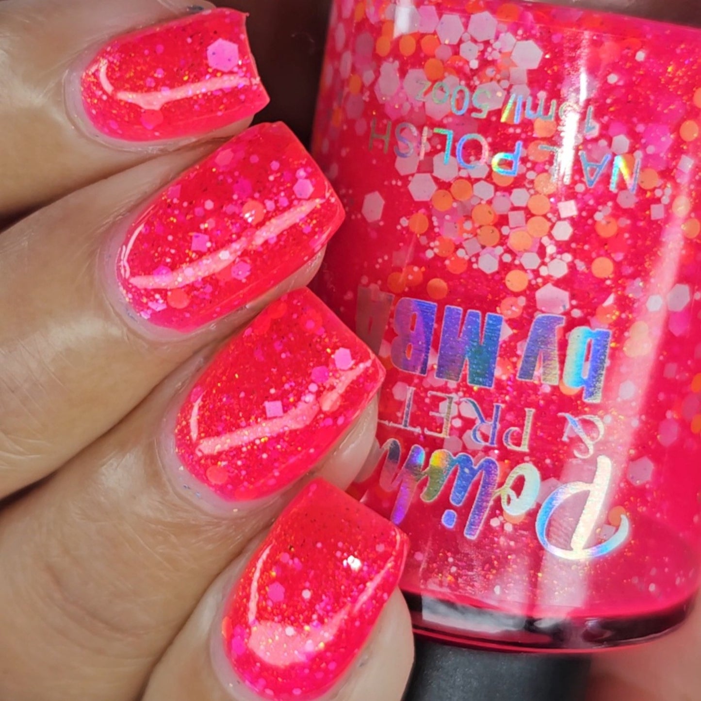 Pink Pony Punch-Neon Glitter Shimmer Polish