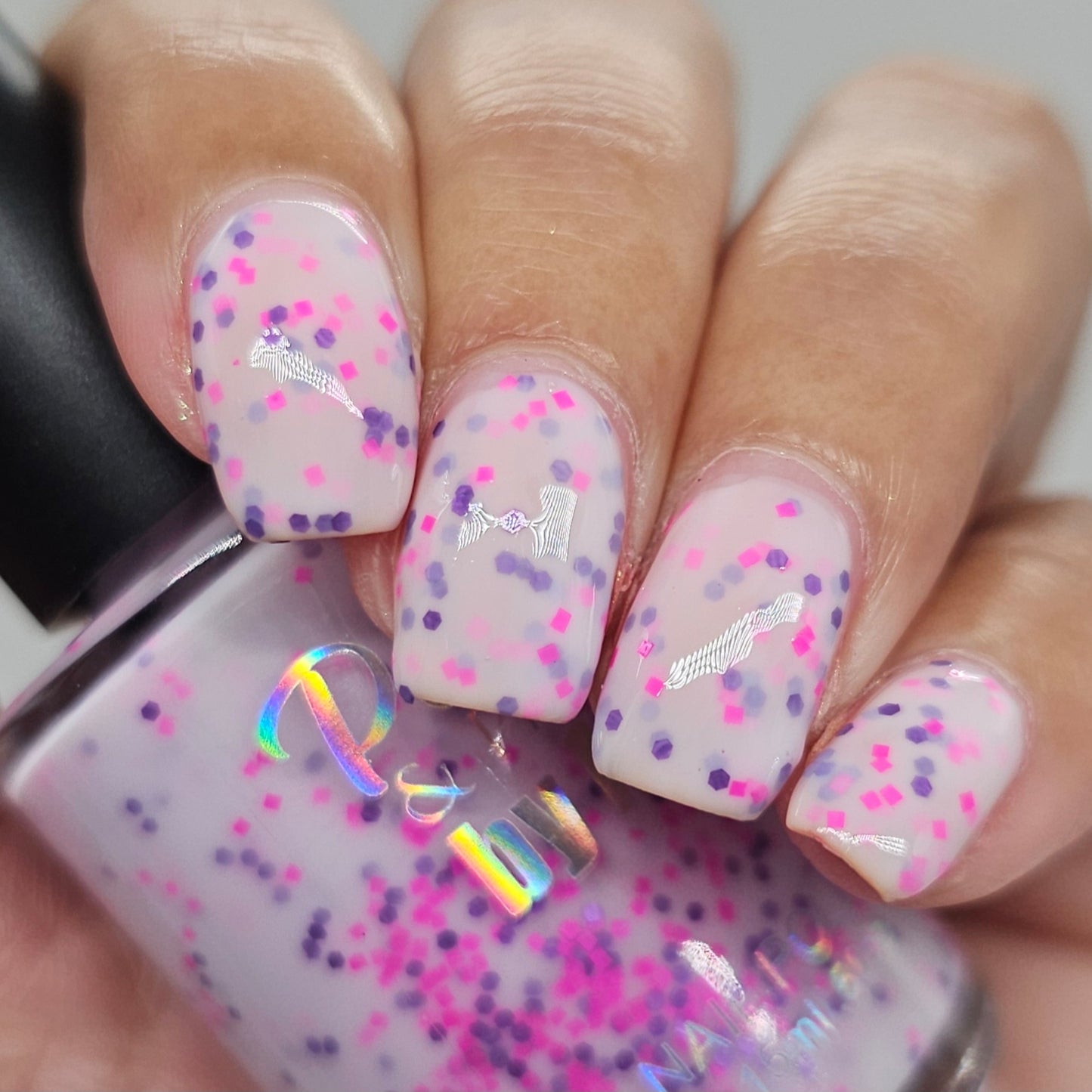 Polkadot Petals-White Crelly Glitter Polish