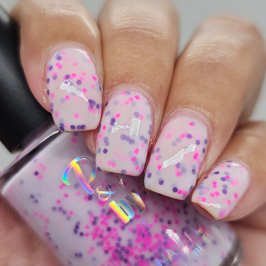 Polkadot Petals-White Crelly Glitter Polish