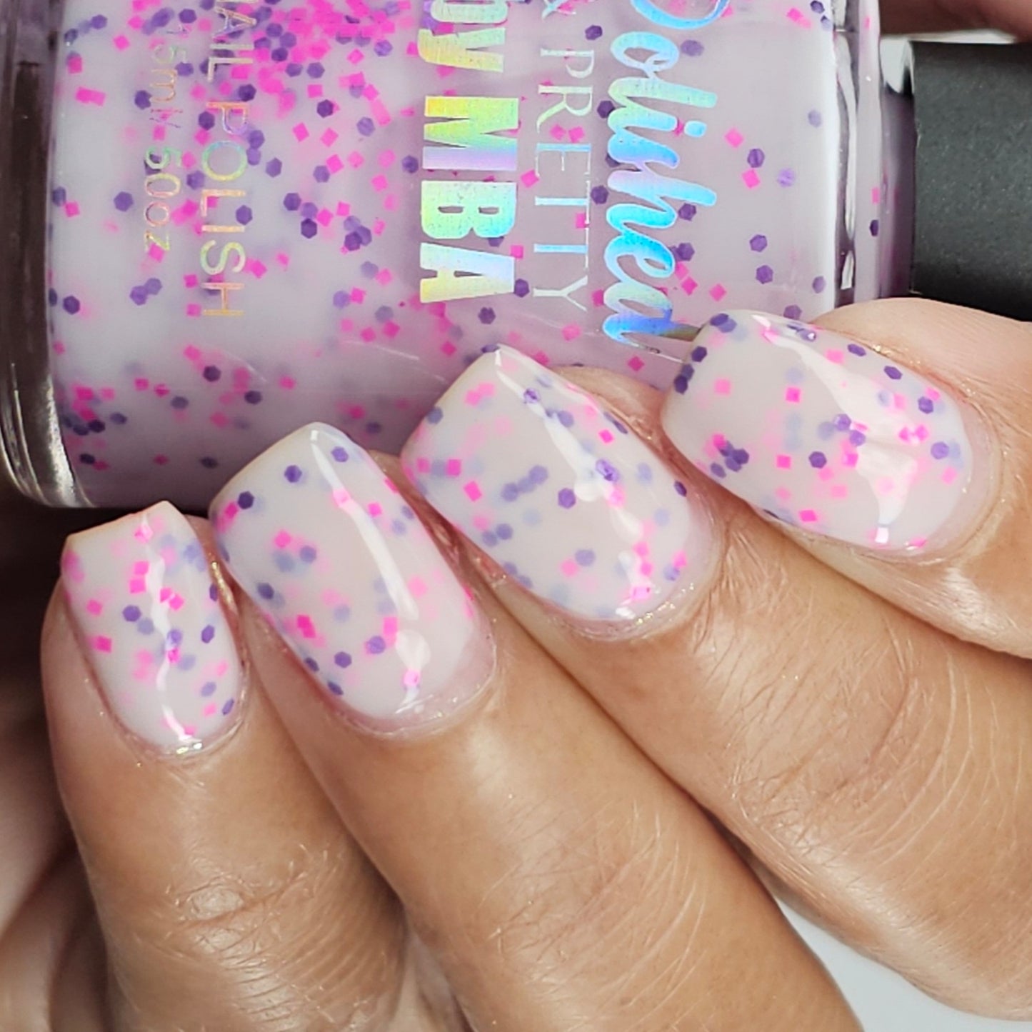 Polkadot Petals-White Crelly Glitter Polish
