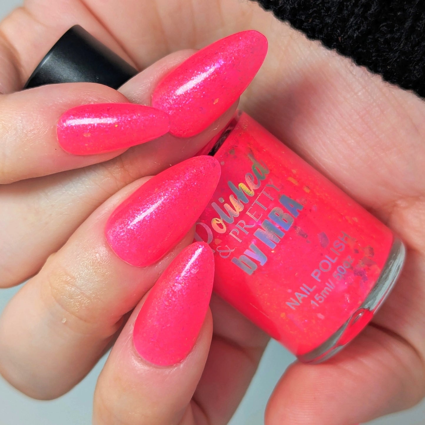 Strawberry Crush-Neon Flakie Nail polish