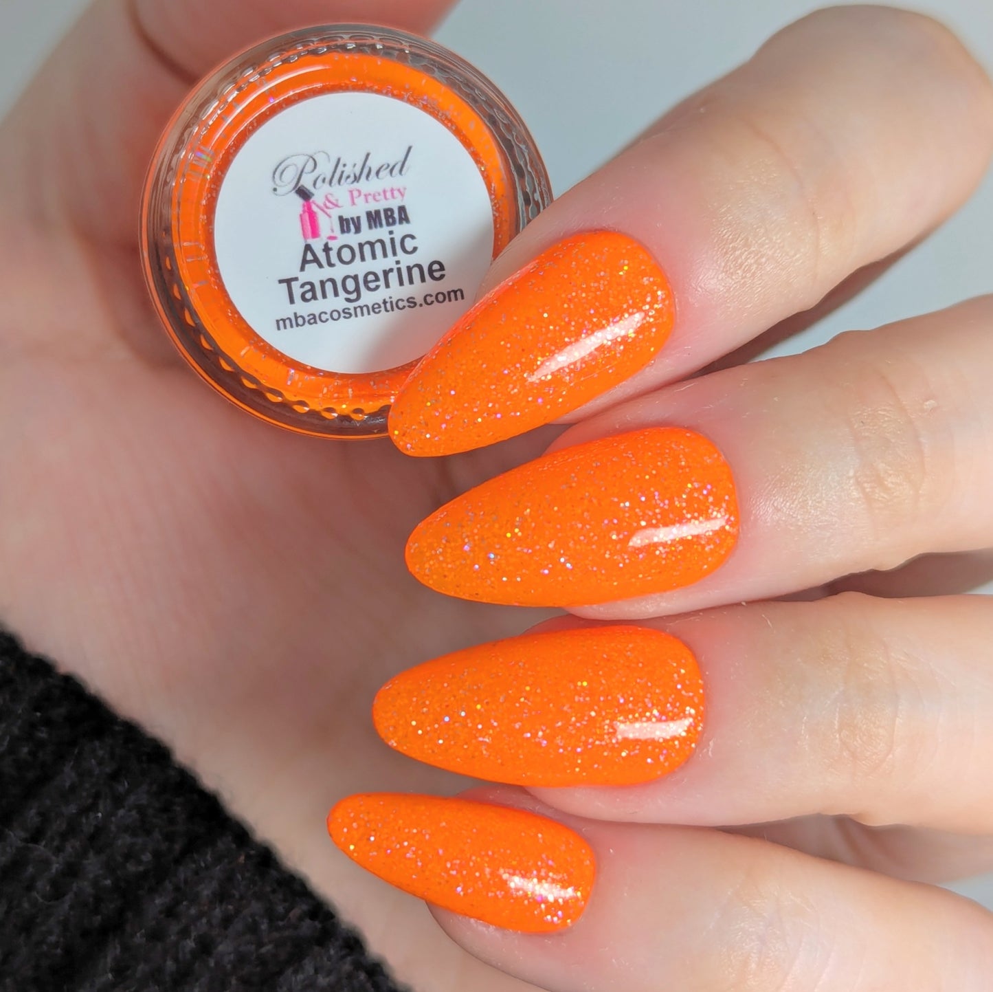 Atomic Tangerine-Neon Holographic Polish