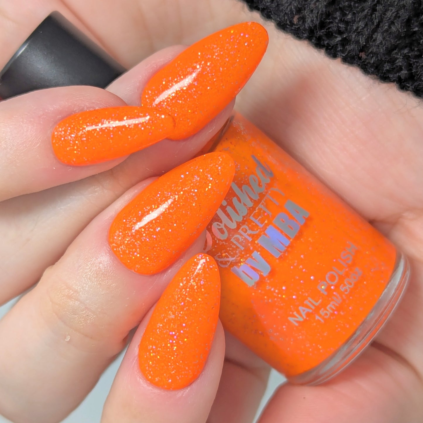 Atomic Tangerine-Neon Holographic Polish