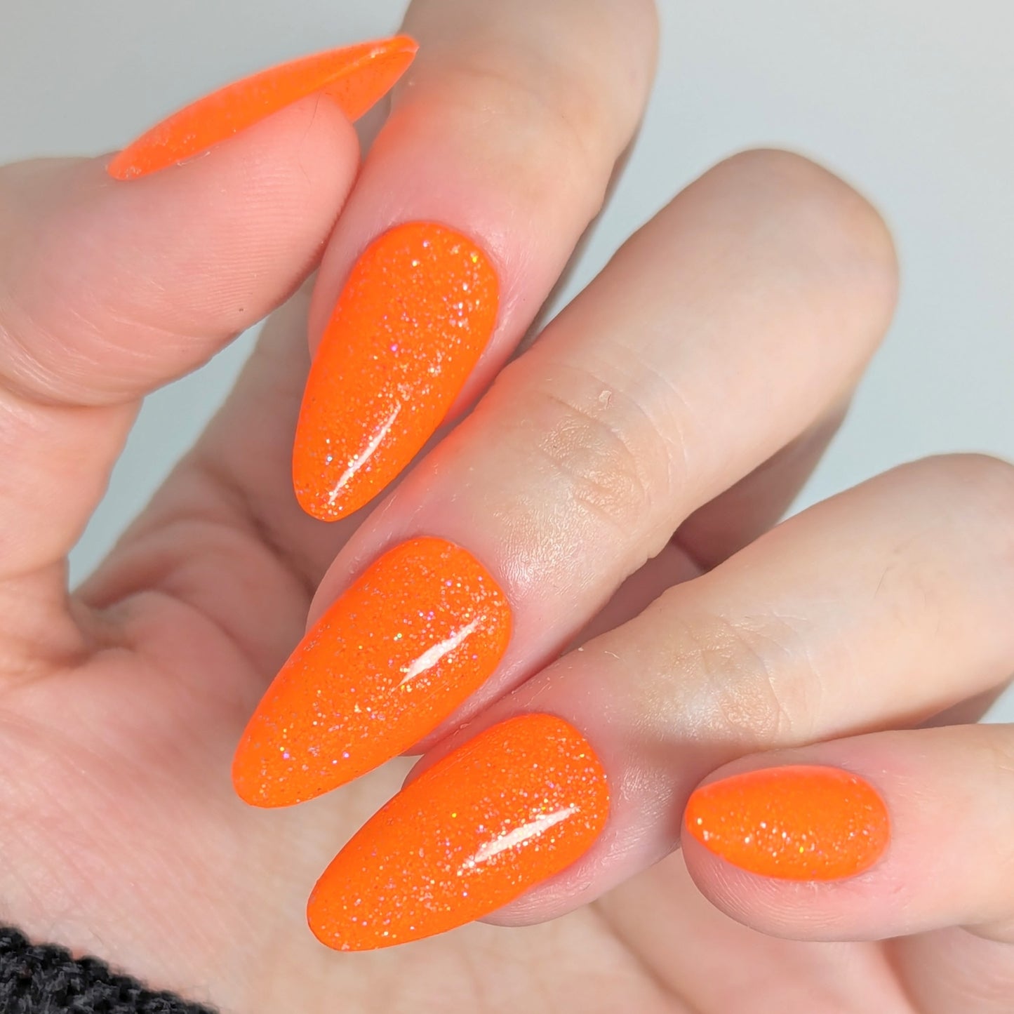 Atomic Tangerine-Neon Holographic Polish