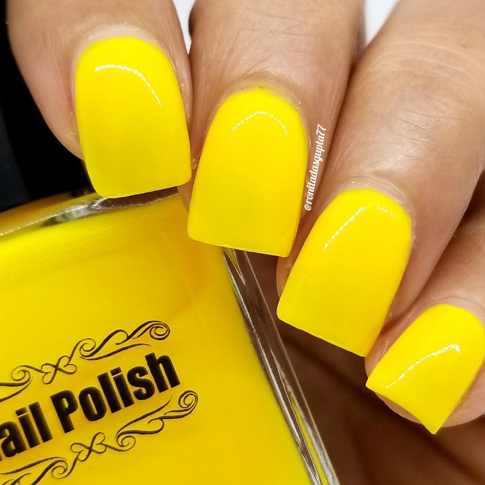 Neon yellow green gel nail polish, color 003 | Masha`s Gel Polish