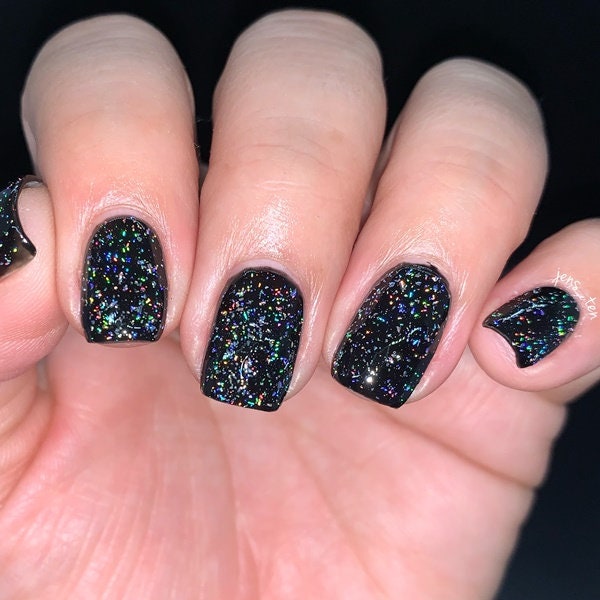 OPI black glitter nails - these are my nails right now and I flippin love  them!! Black is the new French. | Glitter nail art, Glitter nail polish,  Cute nails